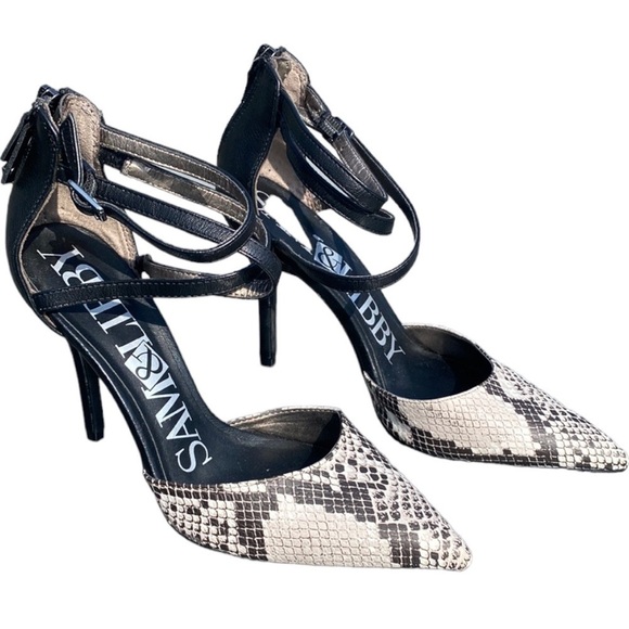 Sam & Libby Black & Taupe Snakeskin Heels- size 8.5 - Picture 1 of 7